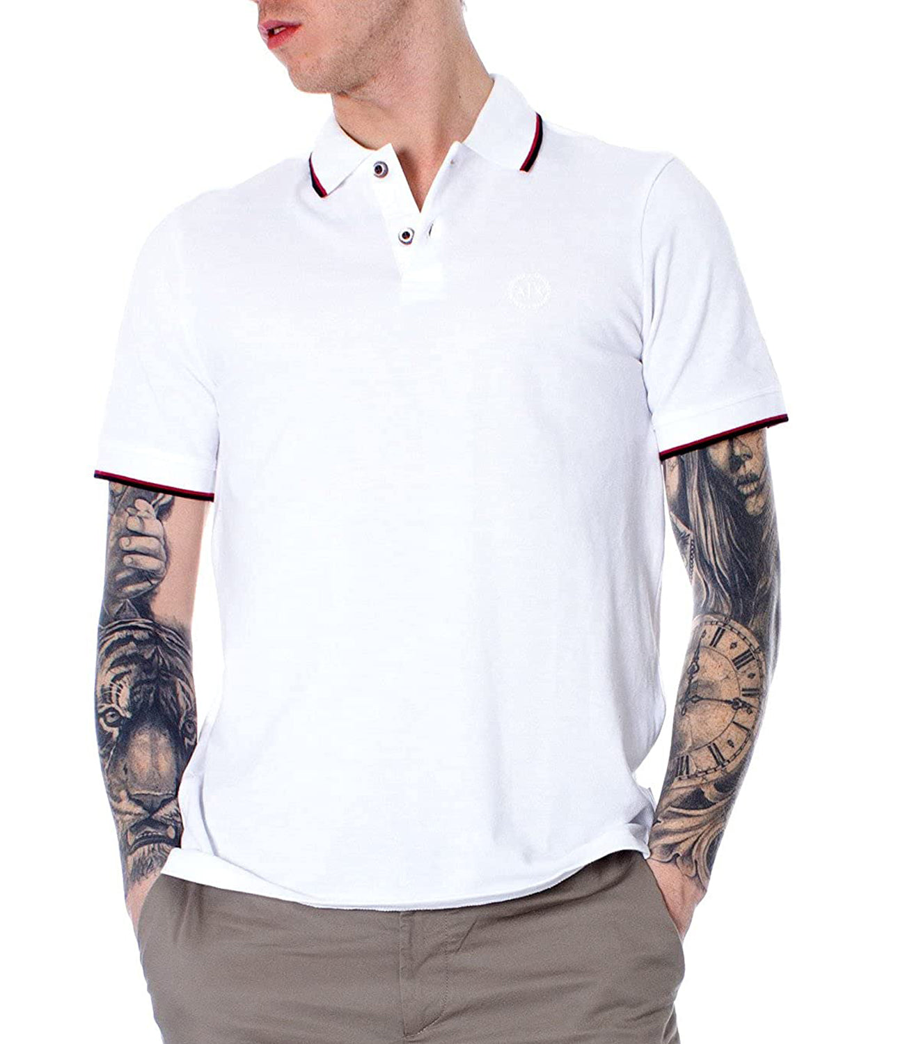 Armani Exchange Polo Manica Corta Uomo Mod. 8NZF75 Z8M5Z 1100 White Bianco