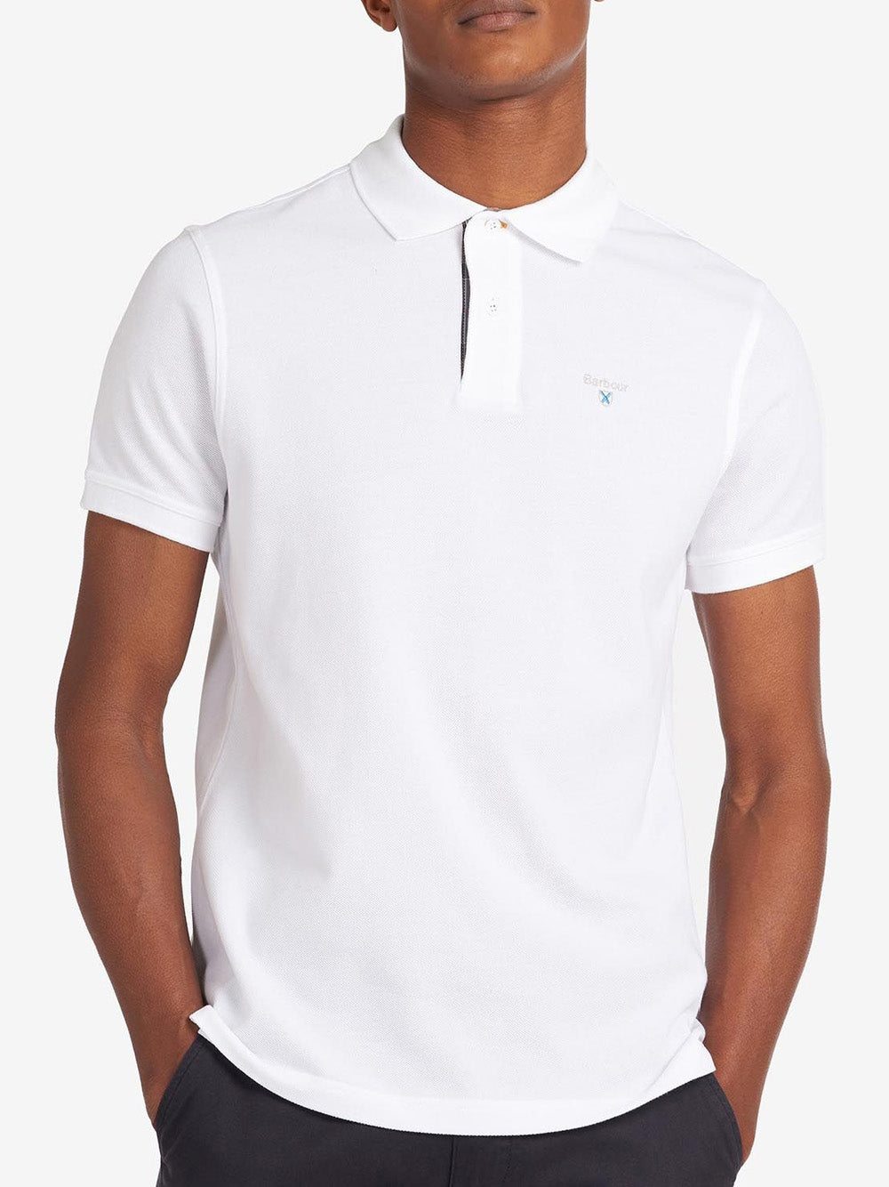 Polo Barbour Tartan Pique da Uomo - Bianco