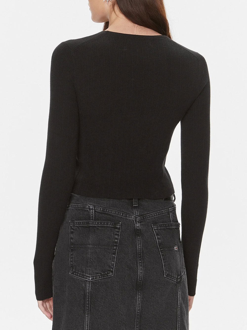 Pullover Calvin Klein Variegated Rib Easy da Donna - Nero