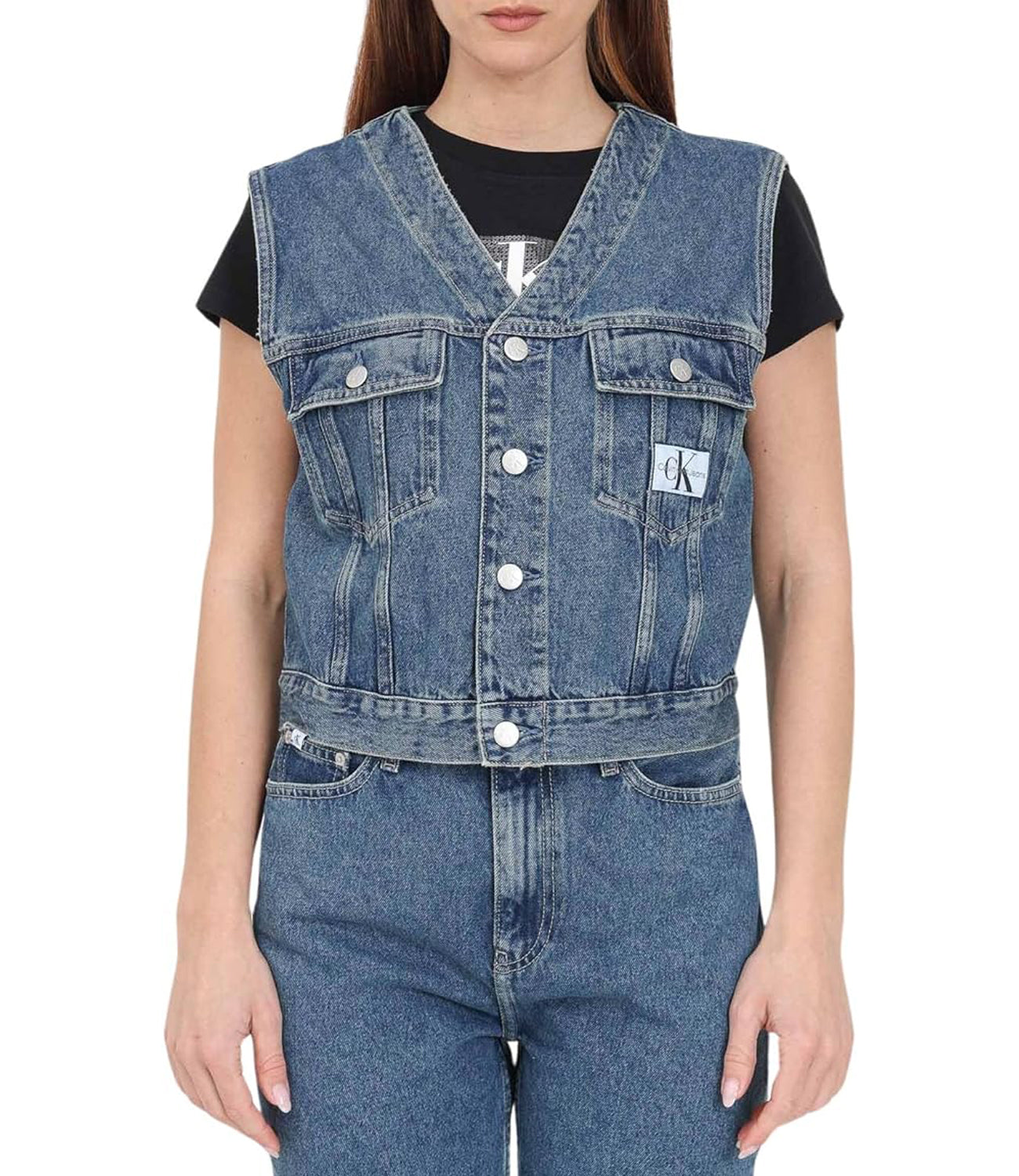 Calvin Klein Calvin Klein Jeans Gilet Donna Mod. J20J222471 1A4 Denim Blu