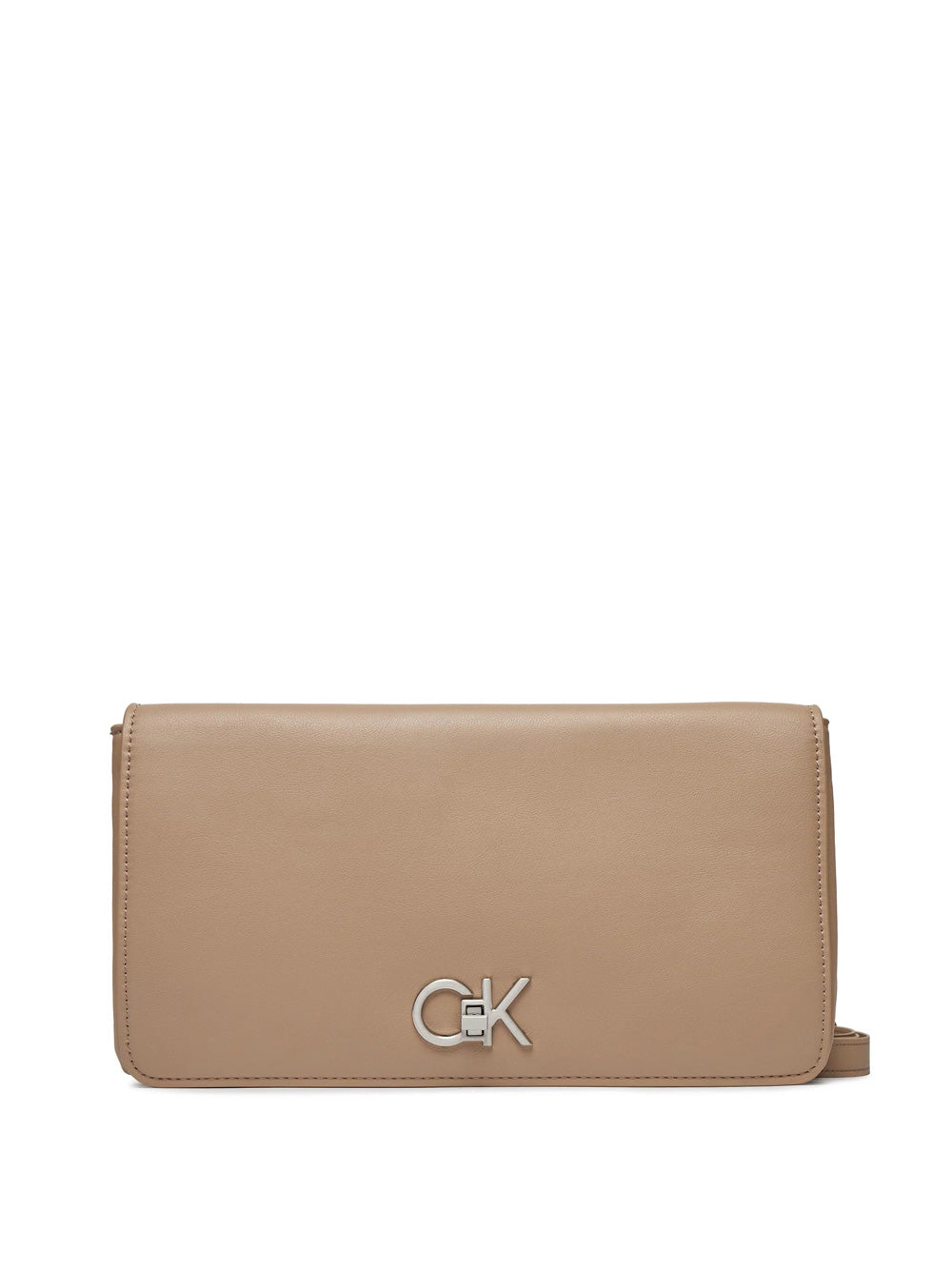 Borsa a Tracolla Calvin Klein Double Gusette da Donna - Beige
