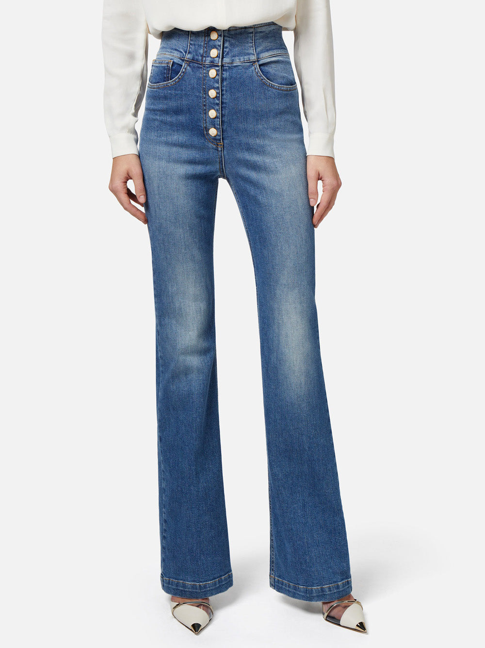 Jeans a Zampa Elisabetta Franchi da Donna - Denim