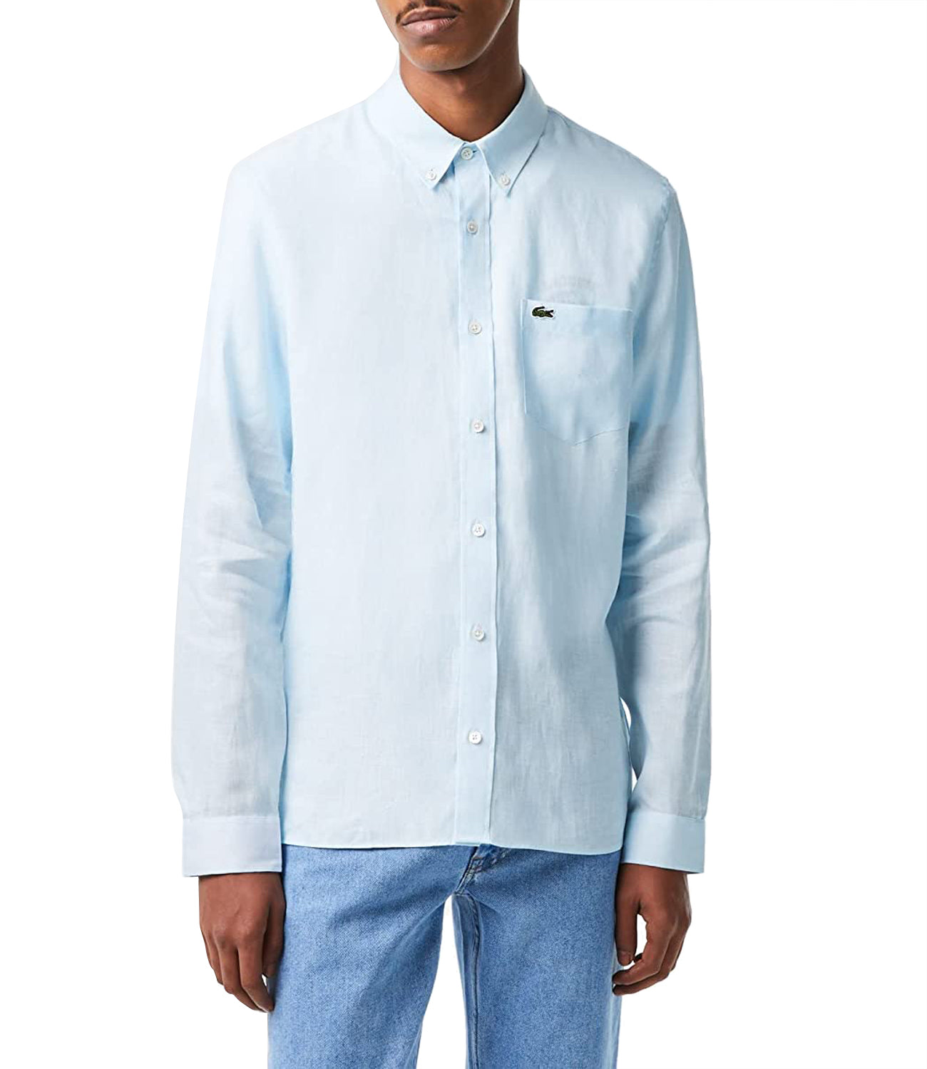 Lacoste Camicia manica lunga Uomo Mod. CH5692 LINO T01 Celeste Blu