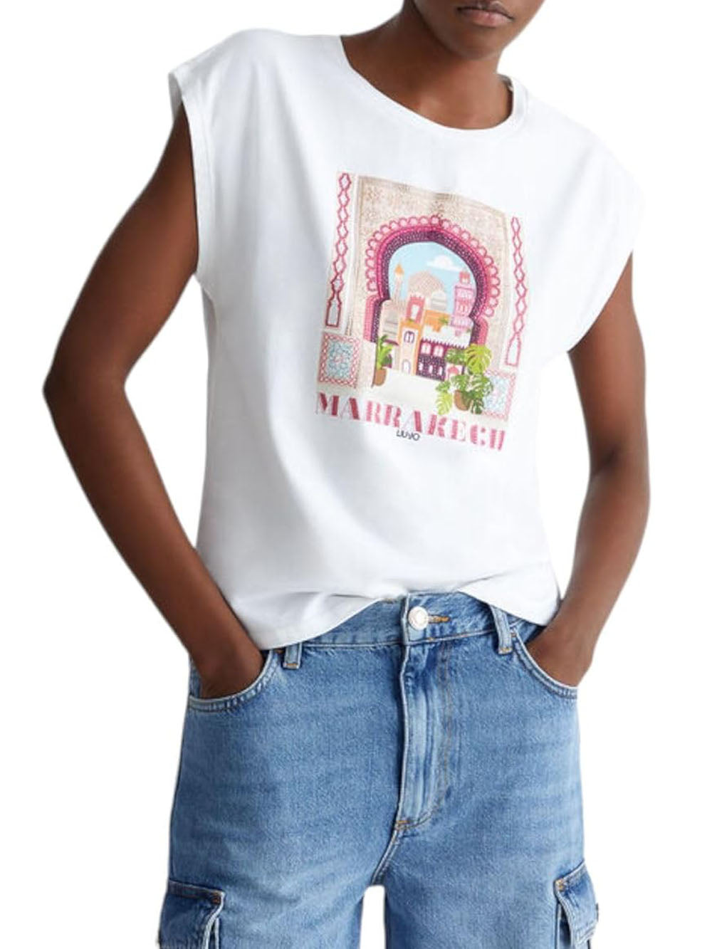 Liu Jo T-shirt Donna Mod. MA4338 J5003 N9283 White Bianco