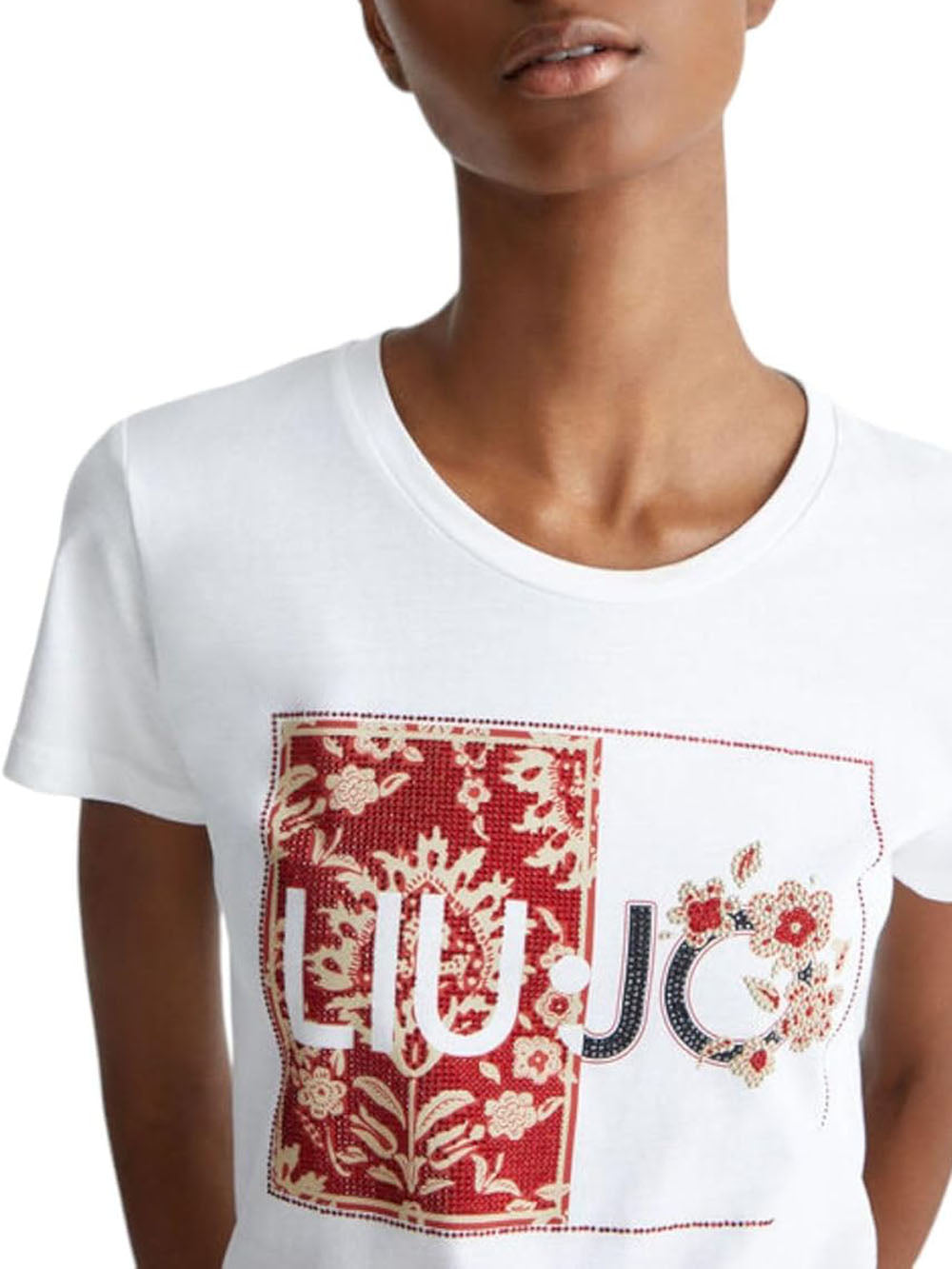 Liu Jo T-shirt Donna Mod. MA4340 JS923 N9335 White Bianco