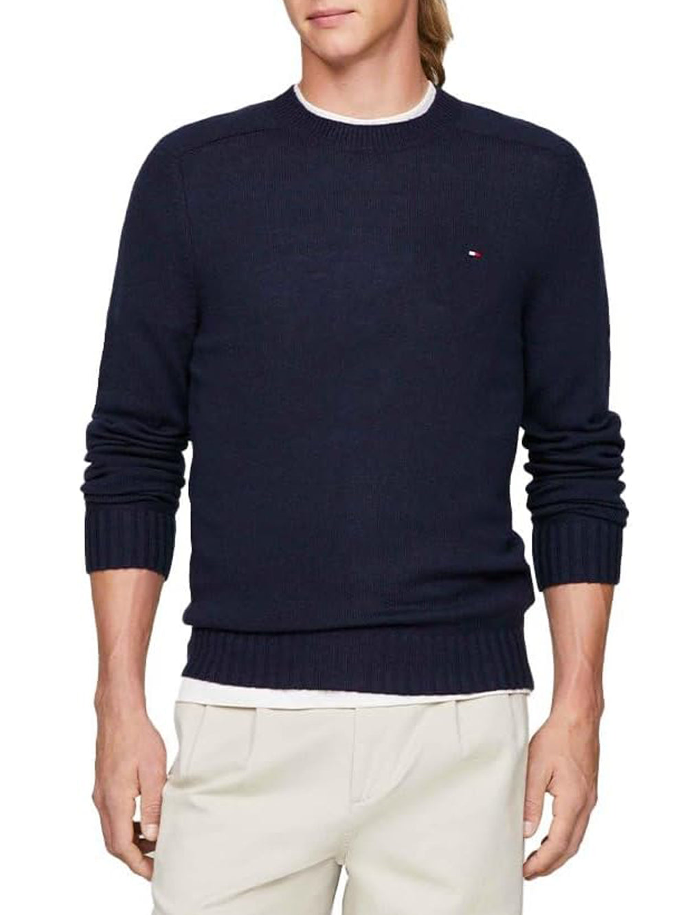 Tommy Hilfiger Maglione Girocollo Uomo Mod. MW0MW33100 MERINO DW5 Blu