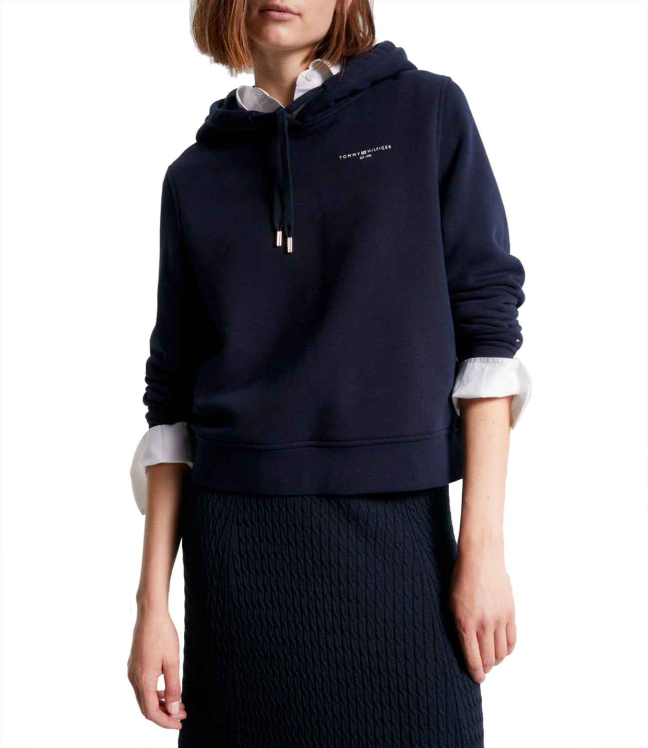 Tommy Hilfiger Felpa cappuccio Donna Mod. WW0WW40274 DW5 Blu