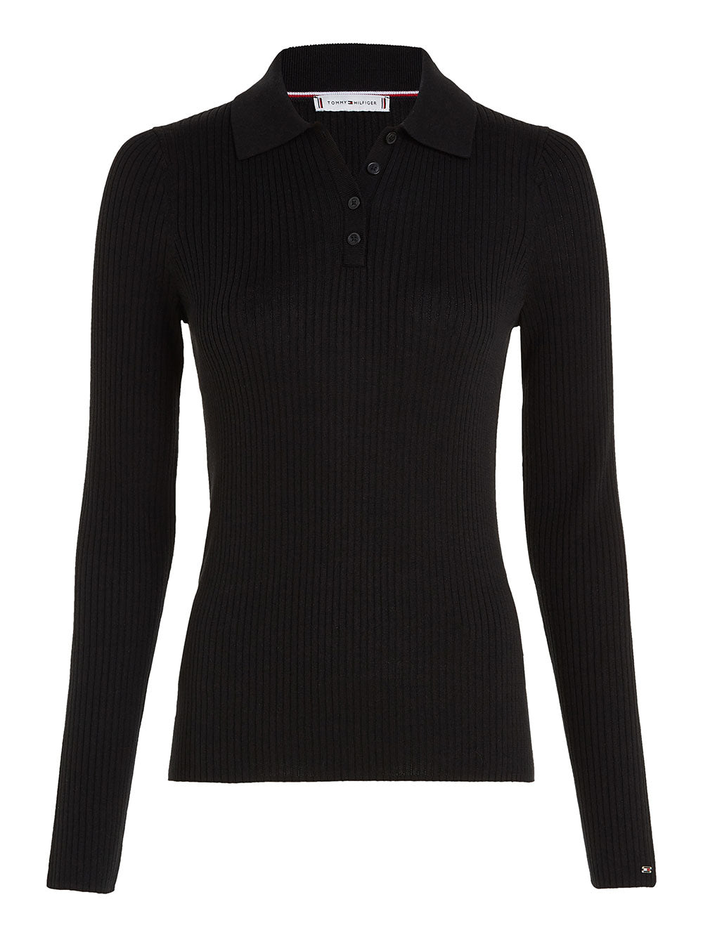 Polo Tommy Hilfiger Fine Ribs Sweater da Donna - Nero
