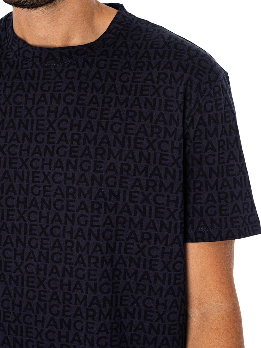 A|X Armani Exchange T-shirt Uomo Mod. 6DZTJA-ZJH4Z 55JR Navy Lettering Small