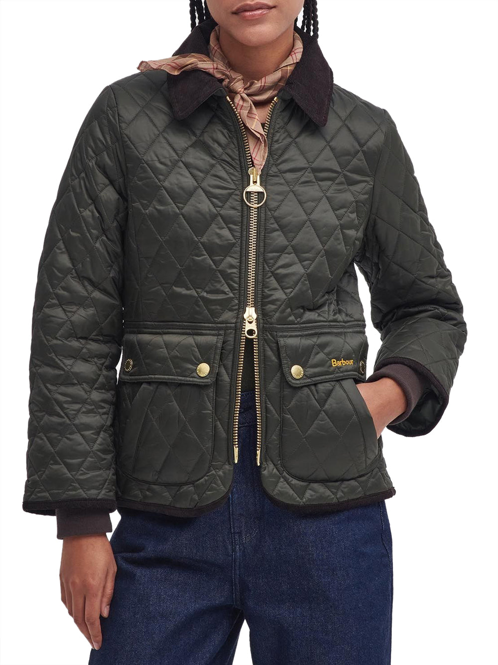 Giubbino Barbour Fitted Beadnell Quilt da Donna - Verde