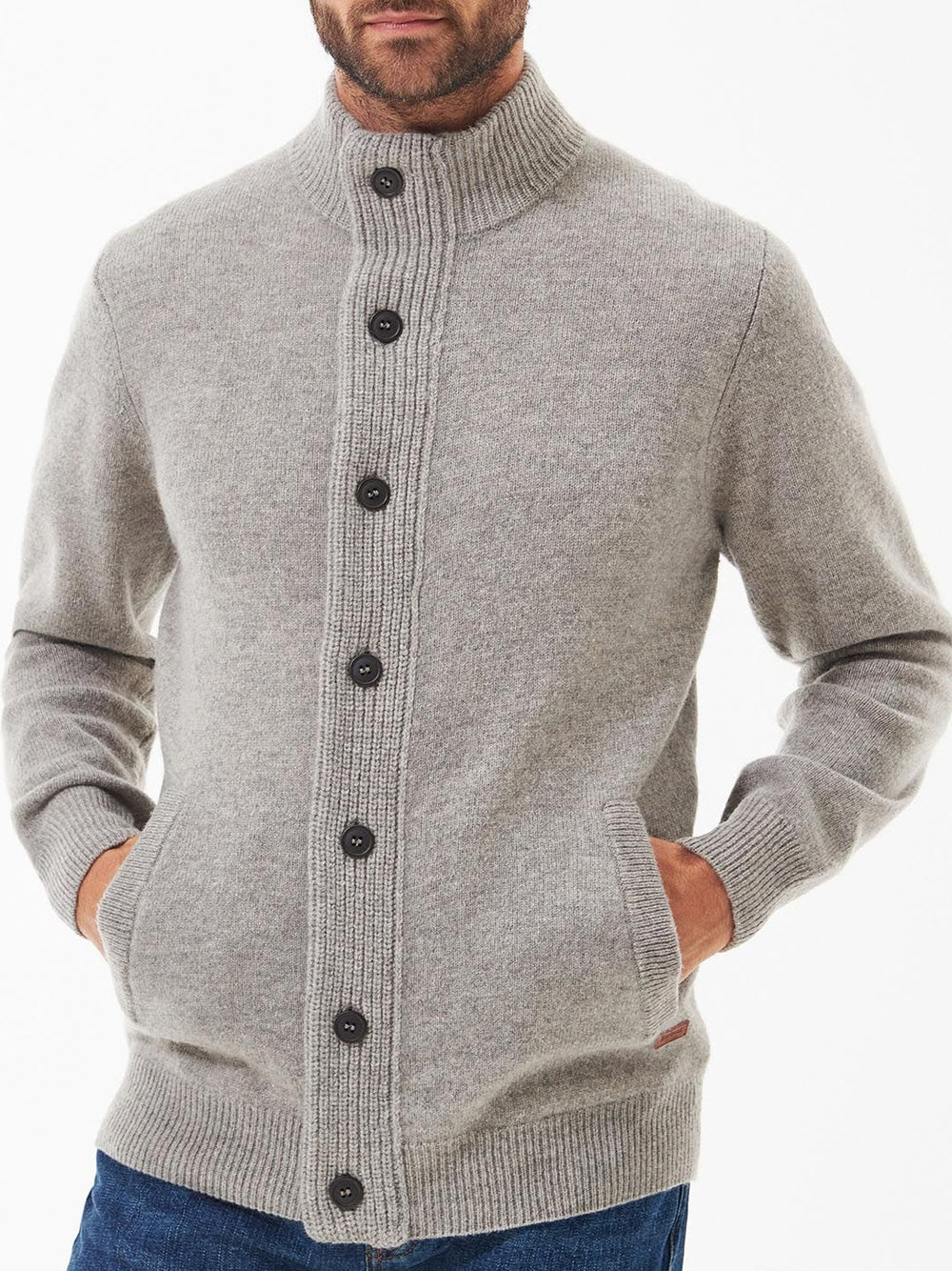 Cardigan Barbour Essential Patch Zip da Uomo - Beige