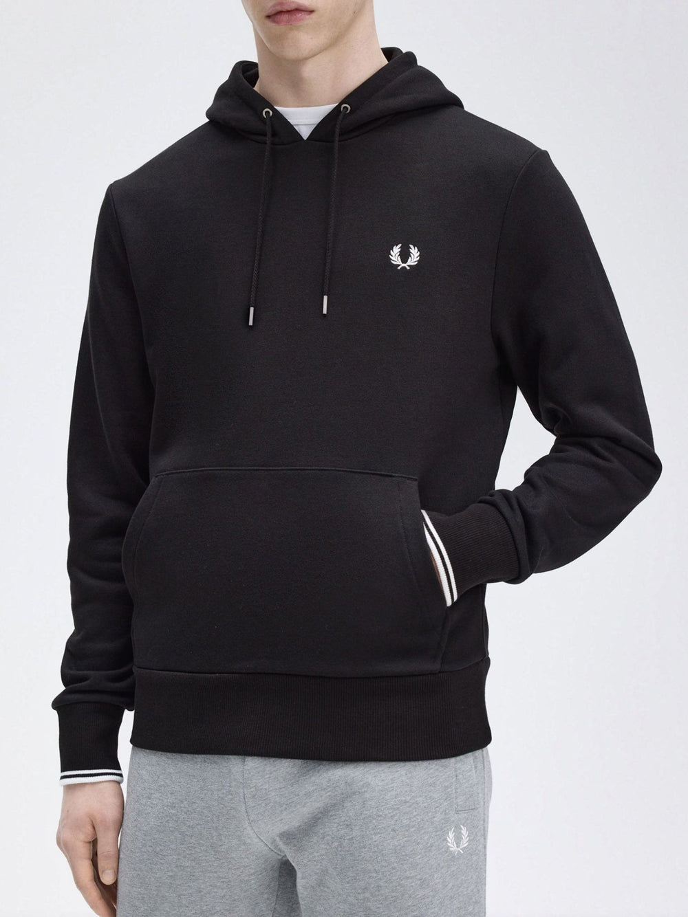 Felpa Cappuccio Fred Perry Tipped da Uomo - Nero