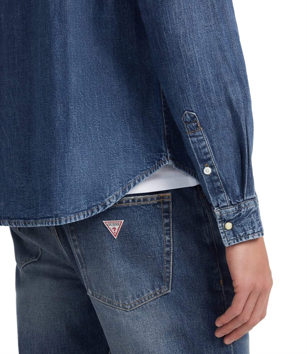GUESS JEANS Camicia Manica Lunga Uomo Mod. M4YH55 D5EI1 GJRW Denim Blu