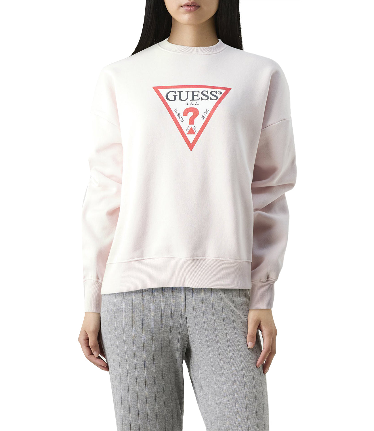 GUESS JEANS Felpa Girocollo Donna Mod. W4YQ00 KC811 G6R4 Rosa