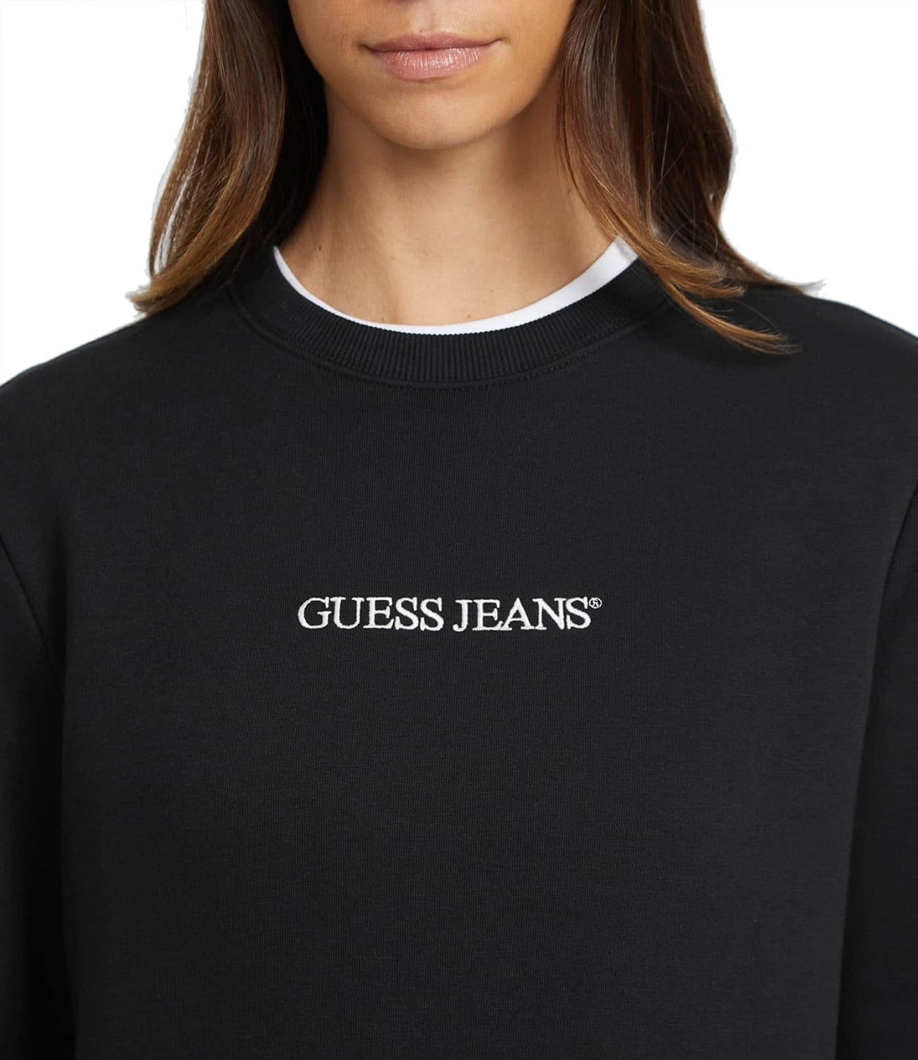 GUESS JEANS Felpa Girocollo Donna Mod. W4YQ10 KC811 JBLK Black Nero