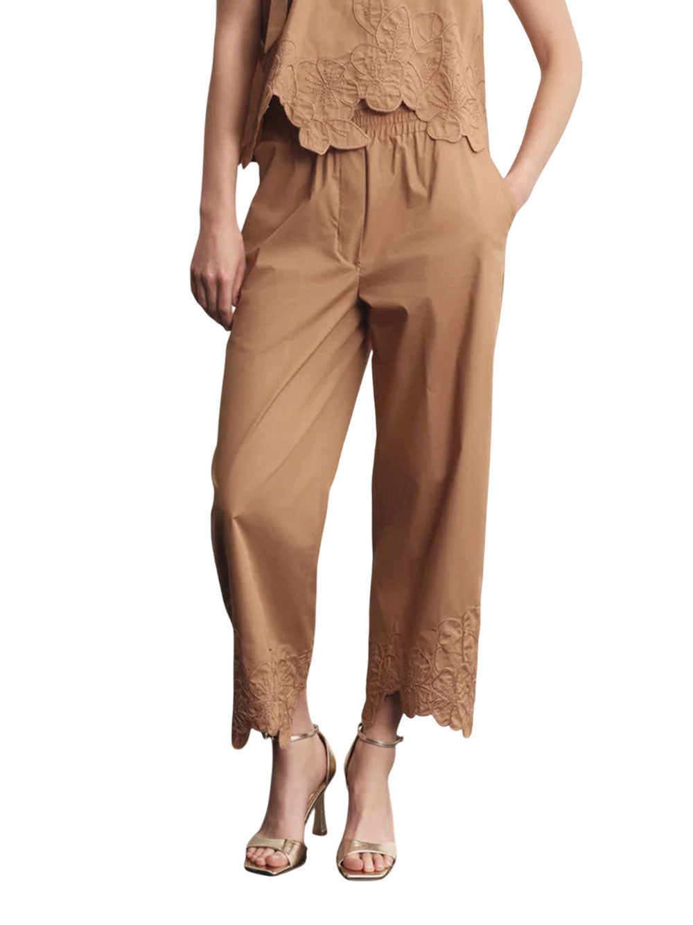 Pantalone Jogger Akep Con Ricamo da Donna - Marrone