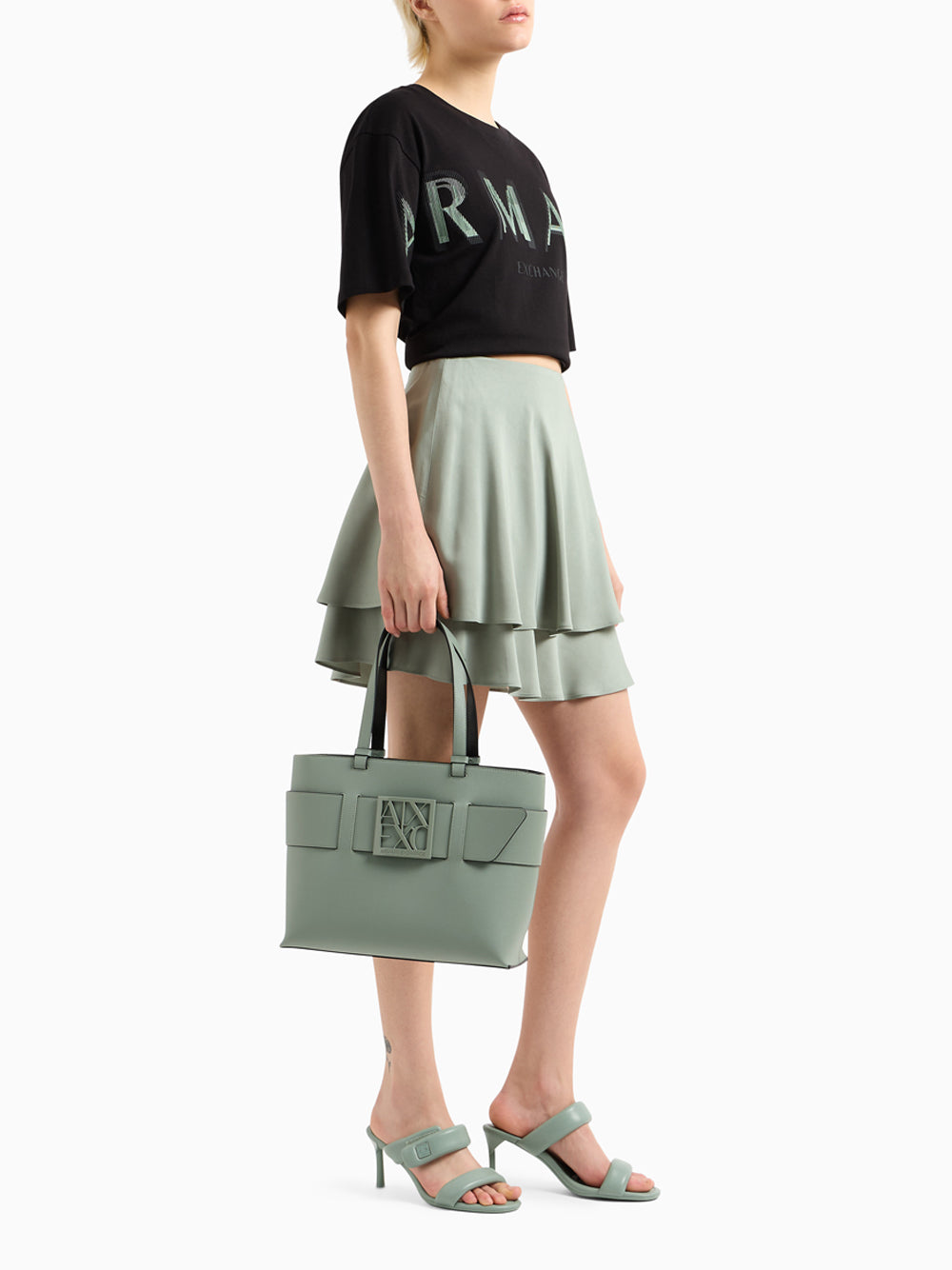 Borsa Shopper Armani Exchange da Donna - Verde