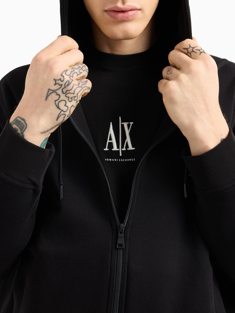 Felpa Zip Armani Exchange da Uomo - Nero