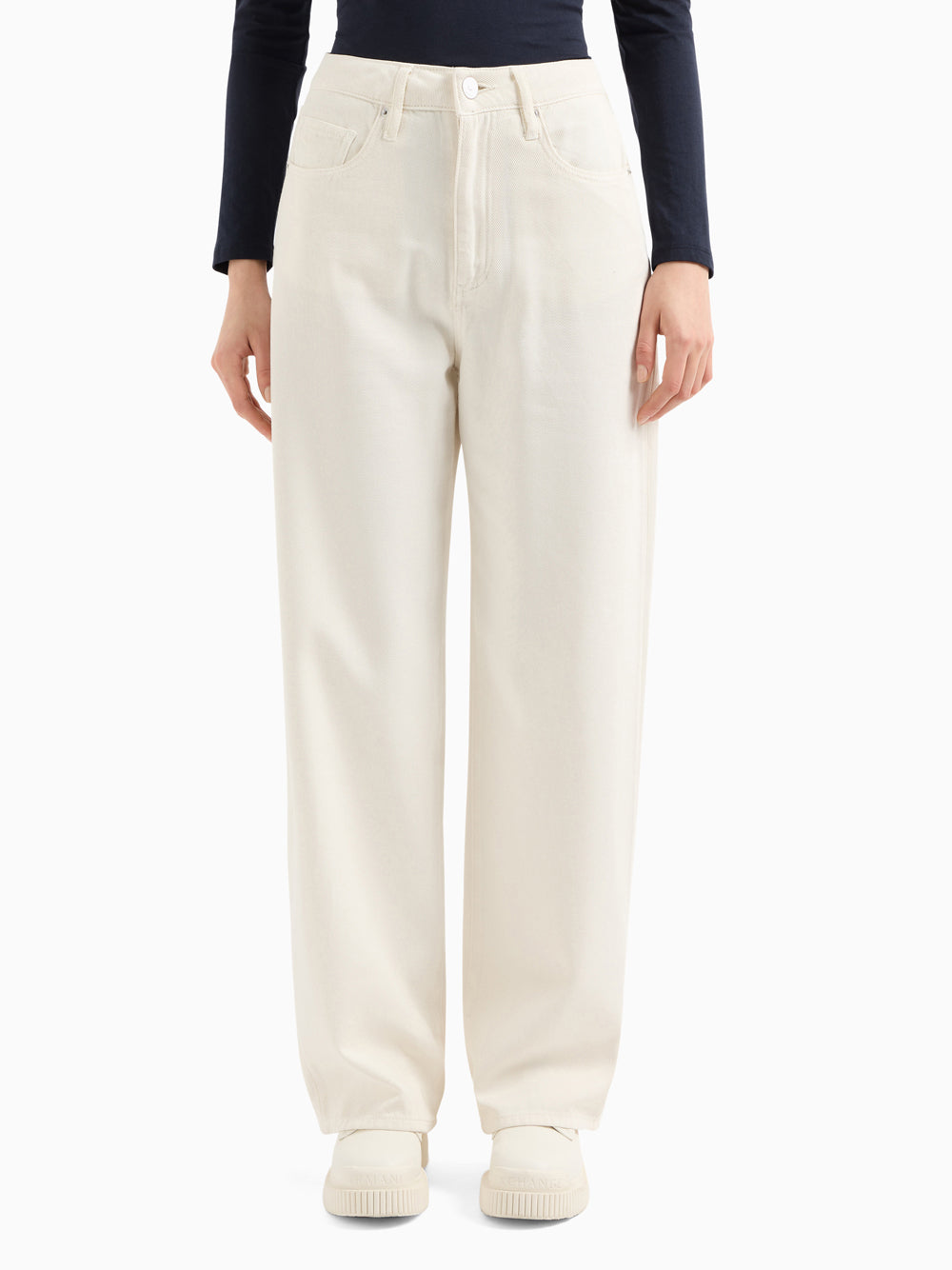 Jeans Wide Armani Exchange da Donna - Avorio