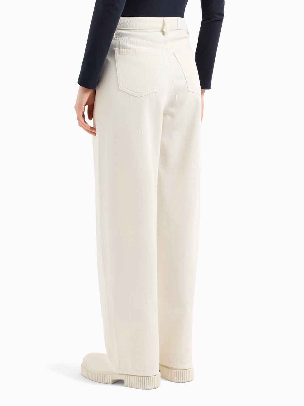 Jeans Wide Armani Exchange da Donna - Avorio