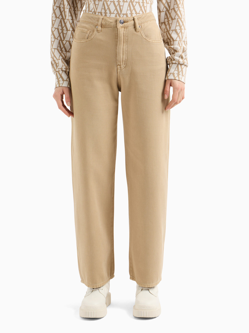 Jeans Wide Armani Exchange da Donna - Beige