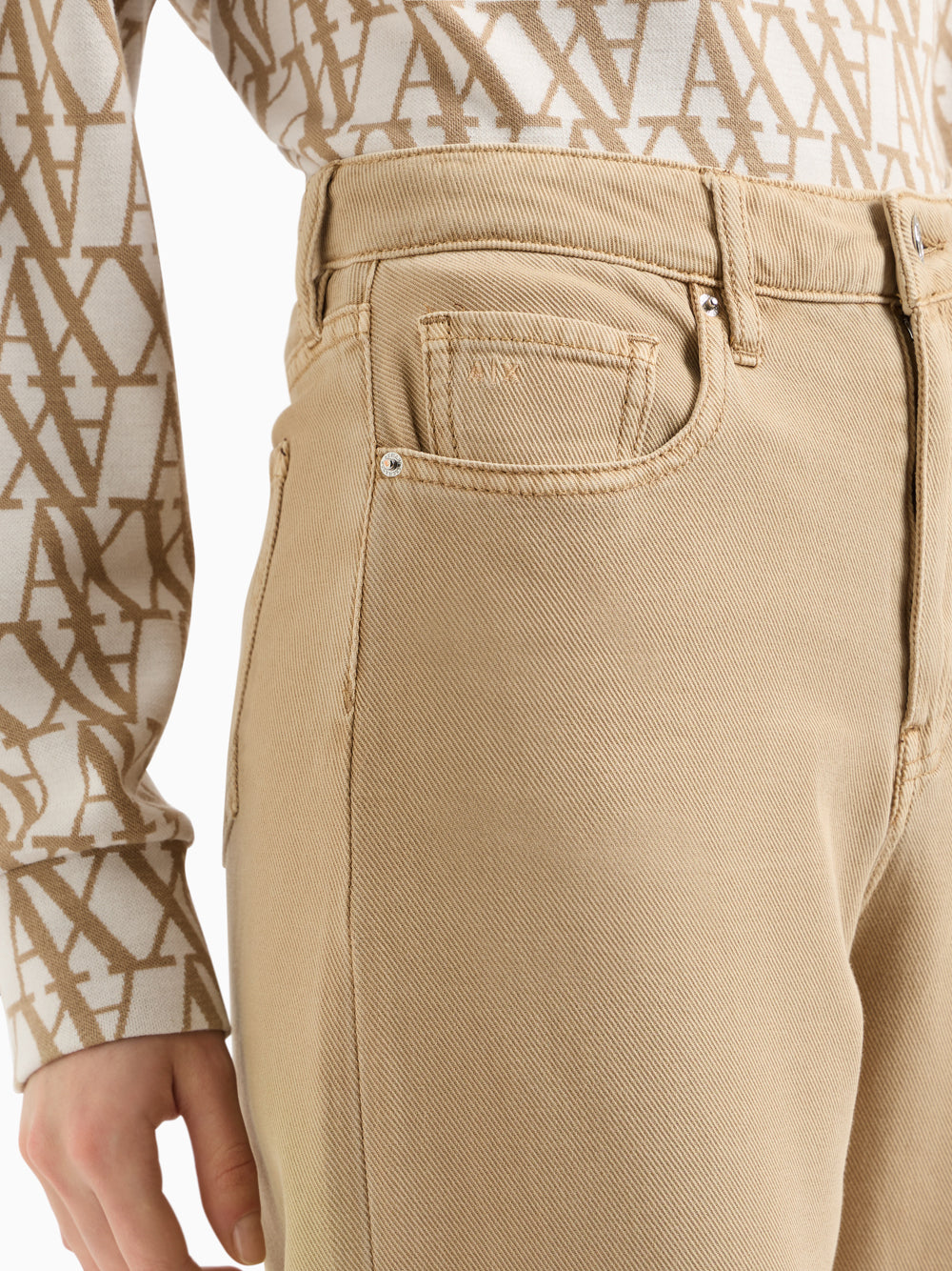 Jeans Wide Armani Exchange da Donna - Beige