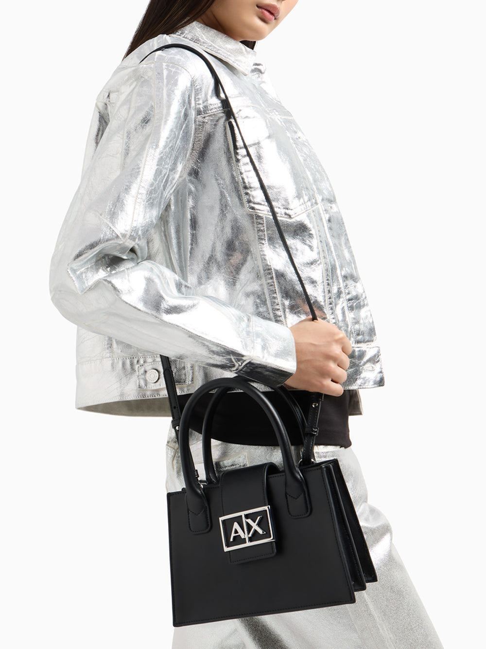 Borsa a Mano Armani Exchange da Donna - Nero