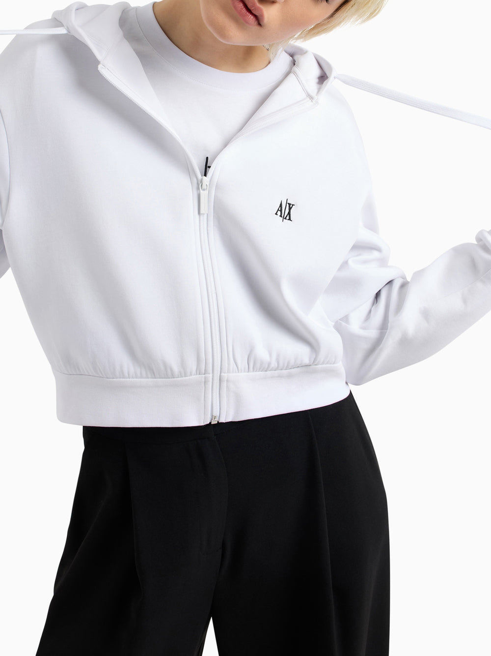 Felpa Zip Armani Exchange da Donna - Bianco