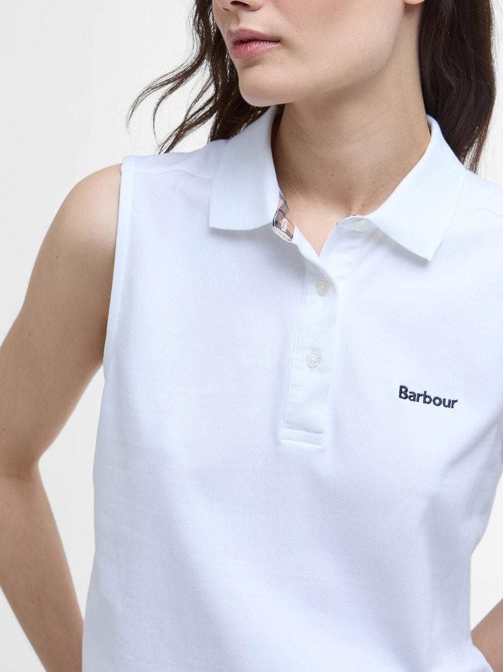 Polo Barbour Bowford Sleeveless da Donna - Bianco