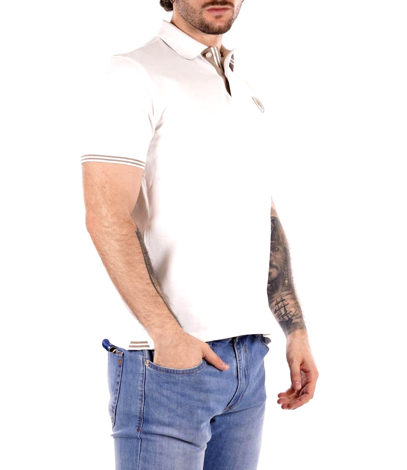 Blauer Polo Manica Corta Uomo Mod. BLUT02306 6801 100 Bianco