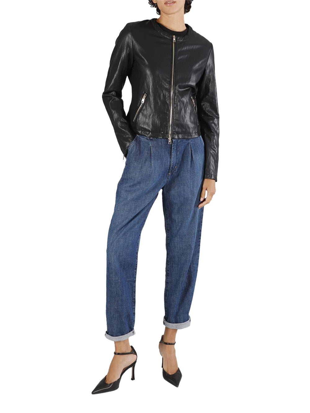 Giubbino Biker Similpelle CafèNoir da Donna - Nero