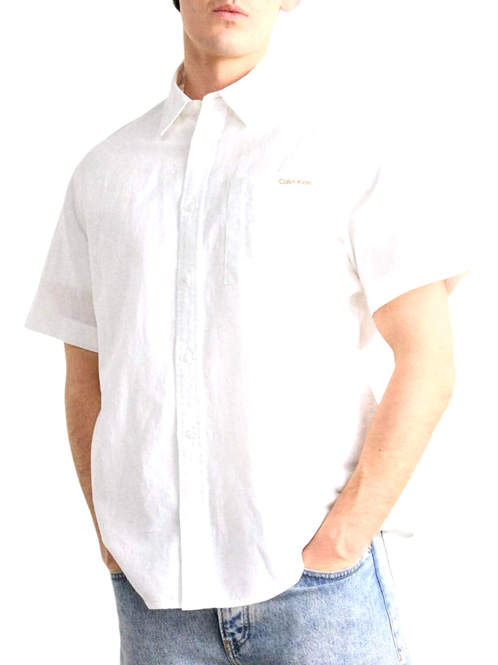 Calvin Klein Calvin Klein Jeans Camicia Manica Corta Uomo Mod. J30J327296 YAF Bianco