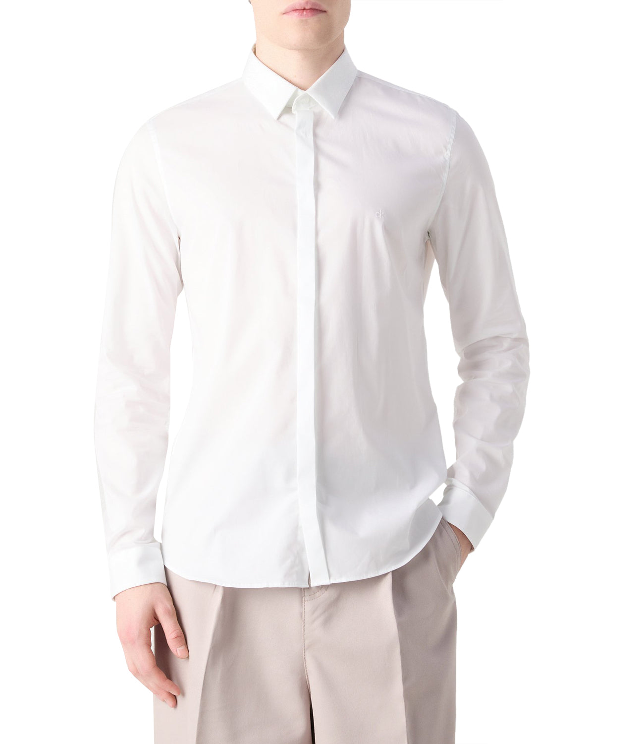 Calvin Klein Camicia Maniche Lunghe Uomo Mod. K10K109891 YAF White Bianco