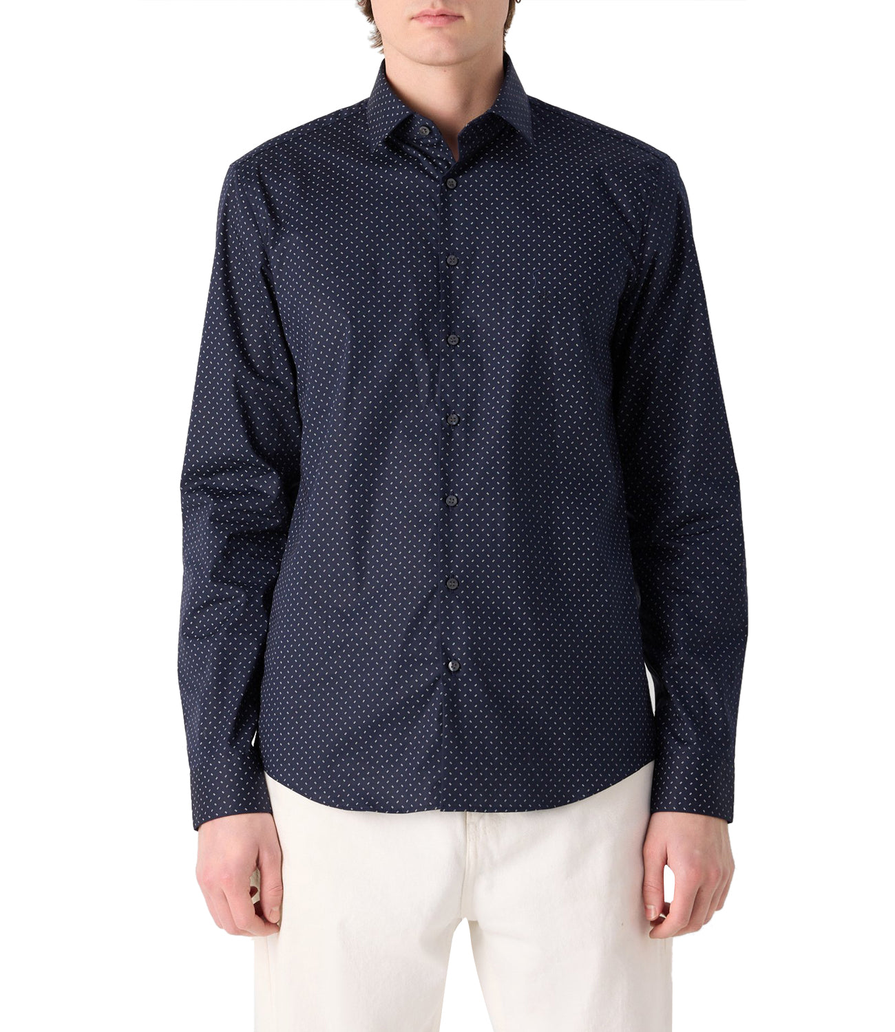 Calvin Klein Camicia maniche Lunghe Uomo Mod. K10K113846 MICRO CHW Blu