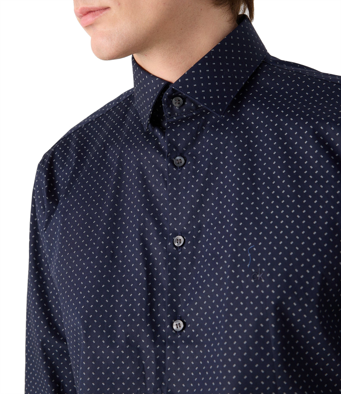 Calvin Klein Camicia maniche Lunghe Uomo Mod. K10K113846 MICRO CHW Blu