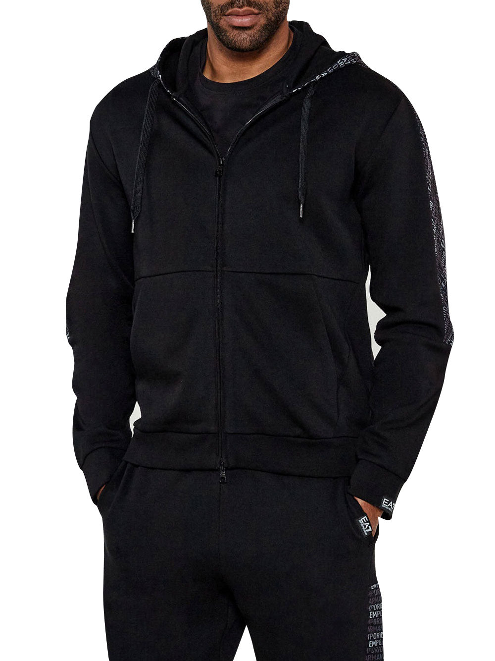 Felpa Zip Ea7 da Uomo - Nero