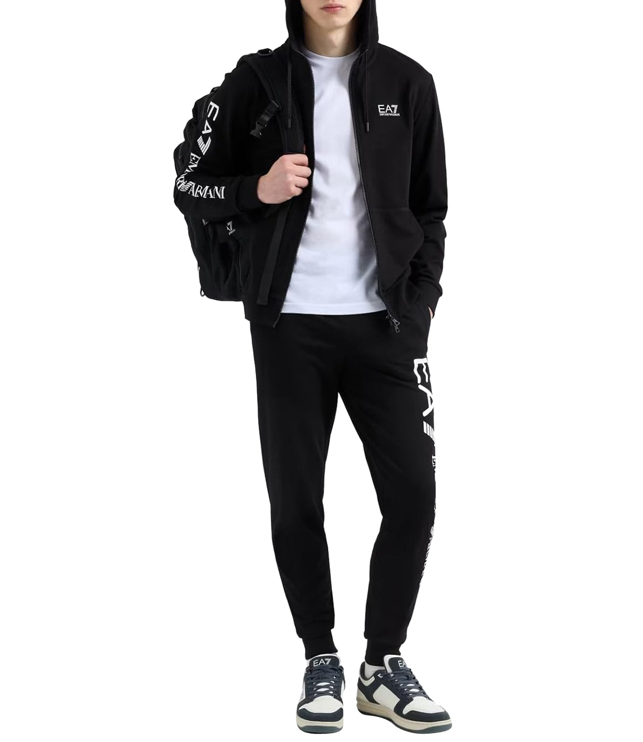 Ea7 Emporio Armani Felpa Zip Uomo Mod. 7M000568 AF13512 MC001 BLACK Nero