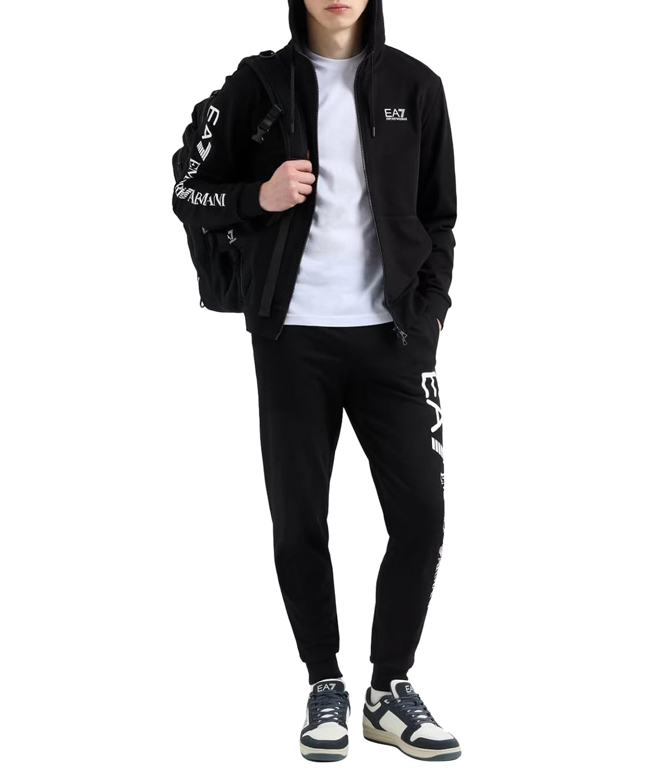 Ea7 Emporio Armani Felpa Zip Uomo Mod. 7M000568 AF13512 MC001 BLACK Nero