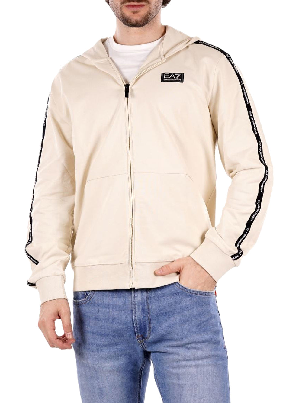Felpa Zip Ea7 da Uomo - Avorio
