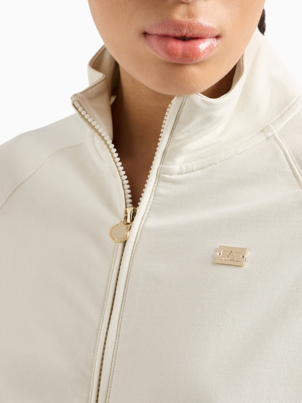Felpa Zip Ea7 da Donna - Avorio