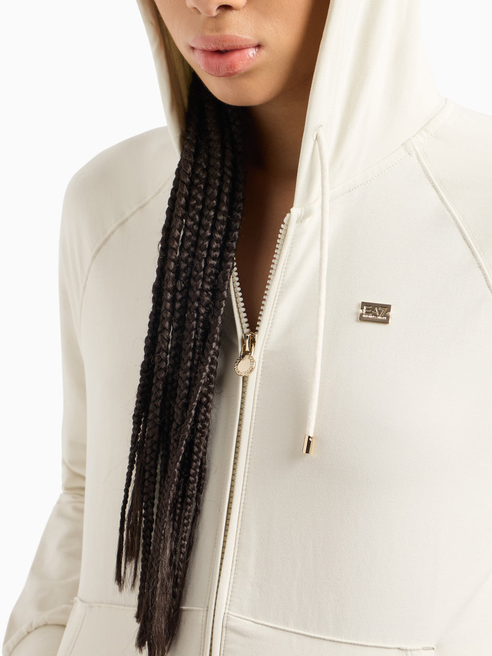 Felpa Zip Ea7 da Donna - Avorio
