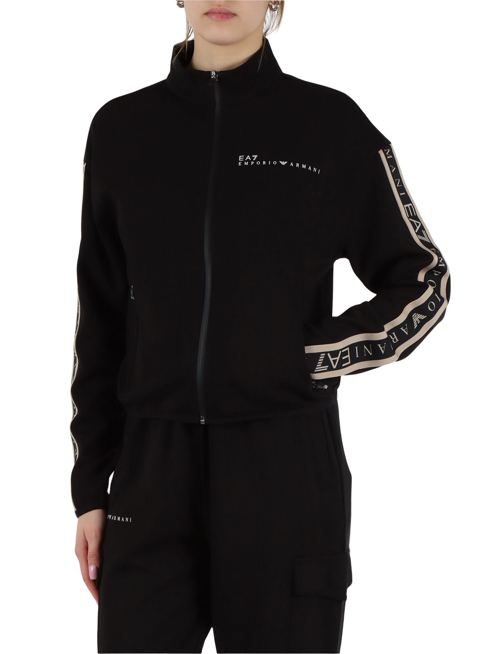 Felpa Zip Ea7 da Donna - Nero