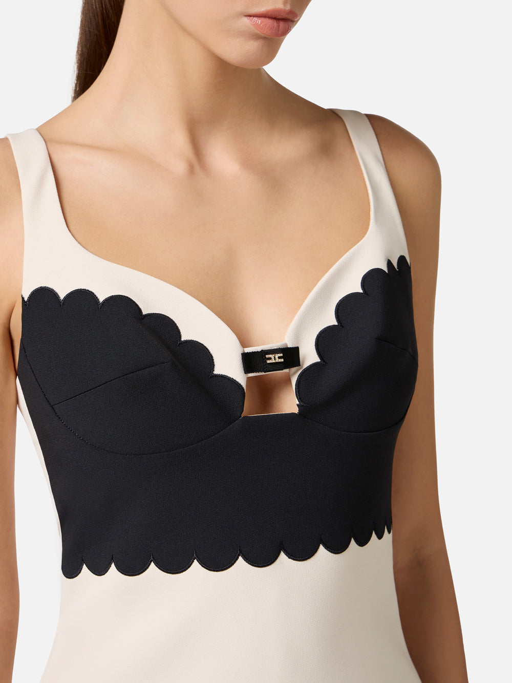 Vestito Mini Elisabetta Franchi da Donna - Burro Nero Avorio