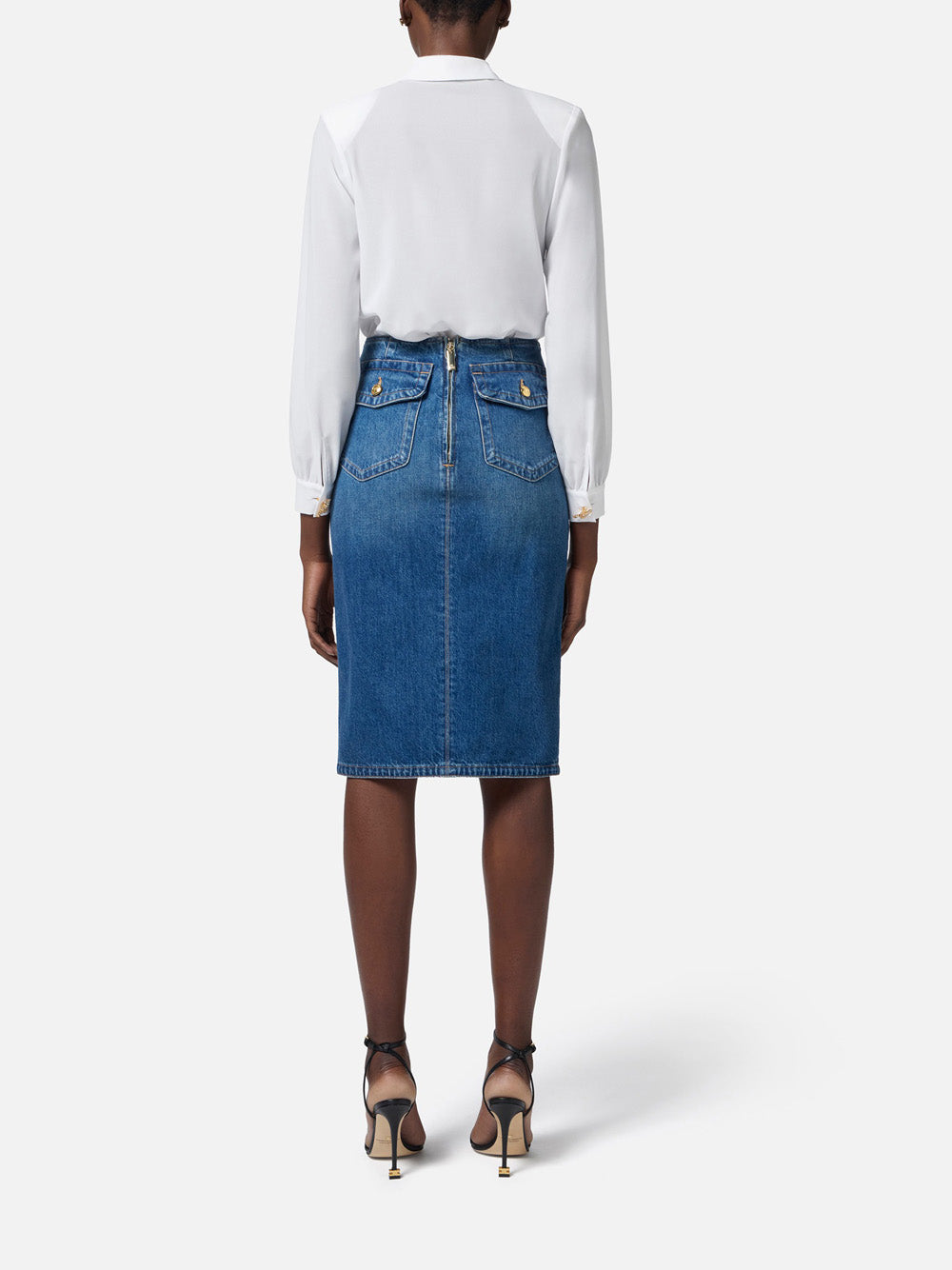 Gonna Midi Jeans Elisabetta Franchi da Donna - Denim