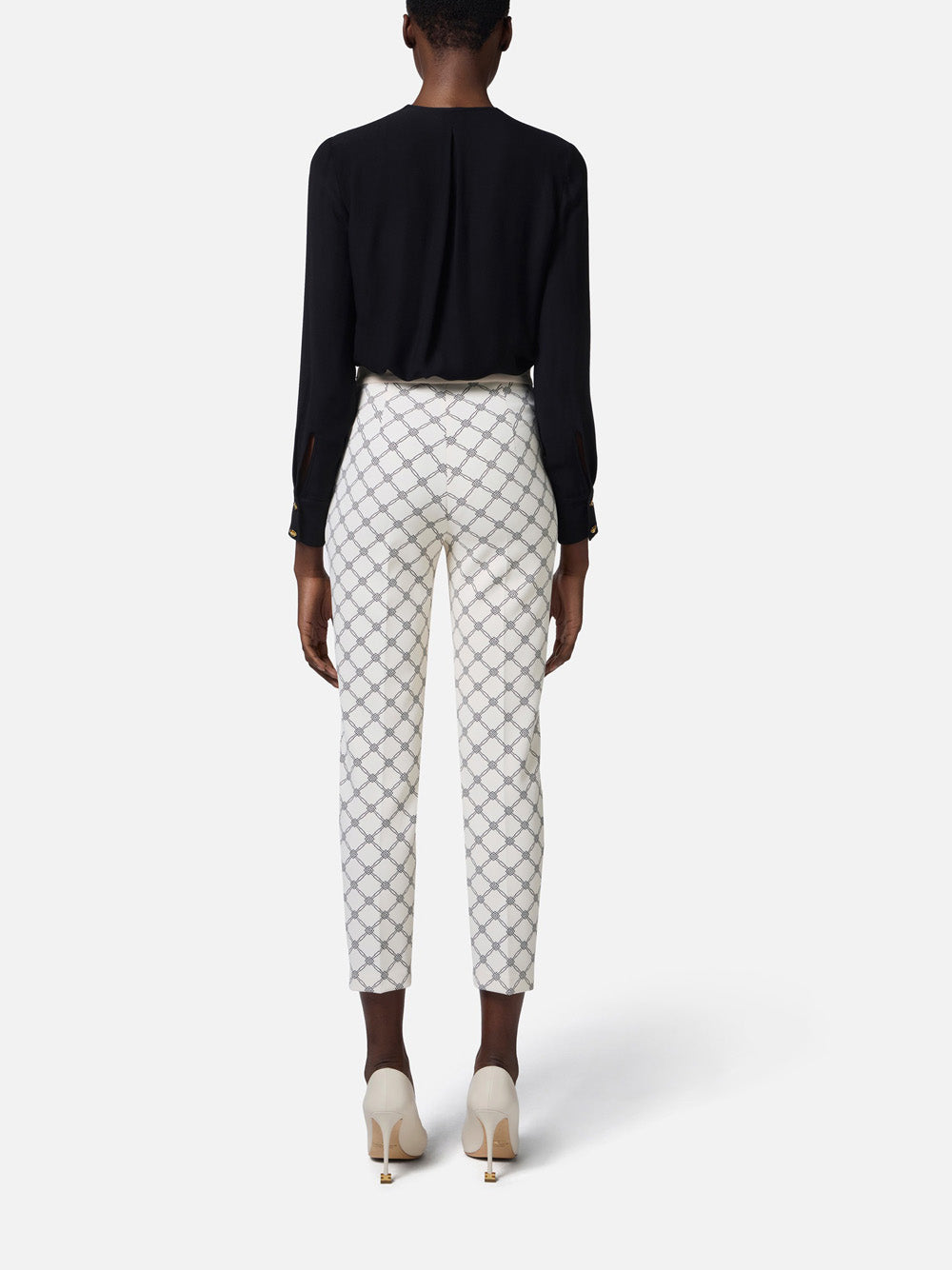 Pantalone Slim Elisabetta Franchi da Donna - Burro Nero Avorio