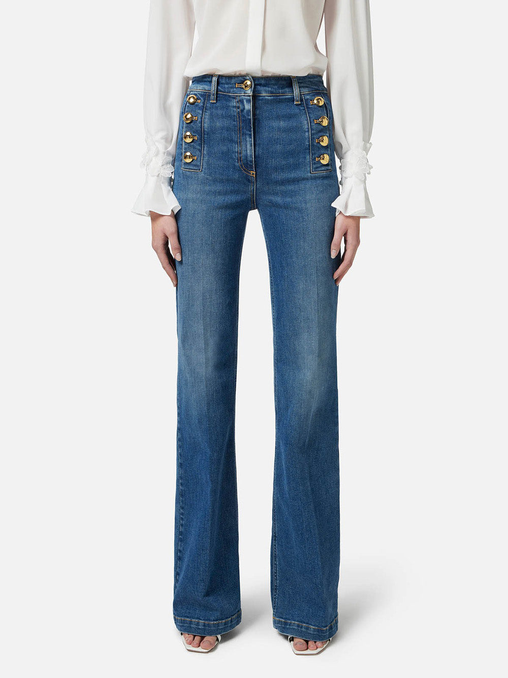 Jeans a Zampa Elisabetta Franchi da Donna - Denim