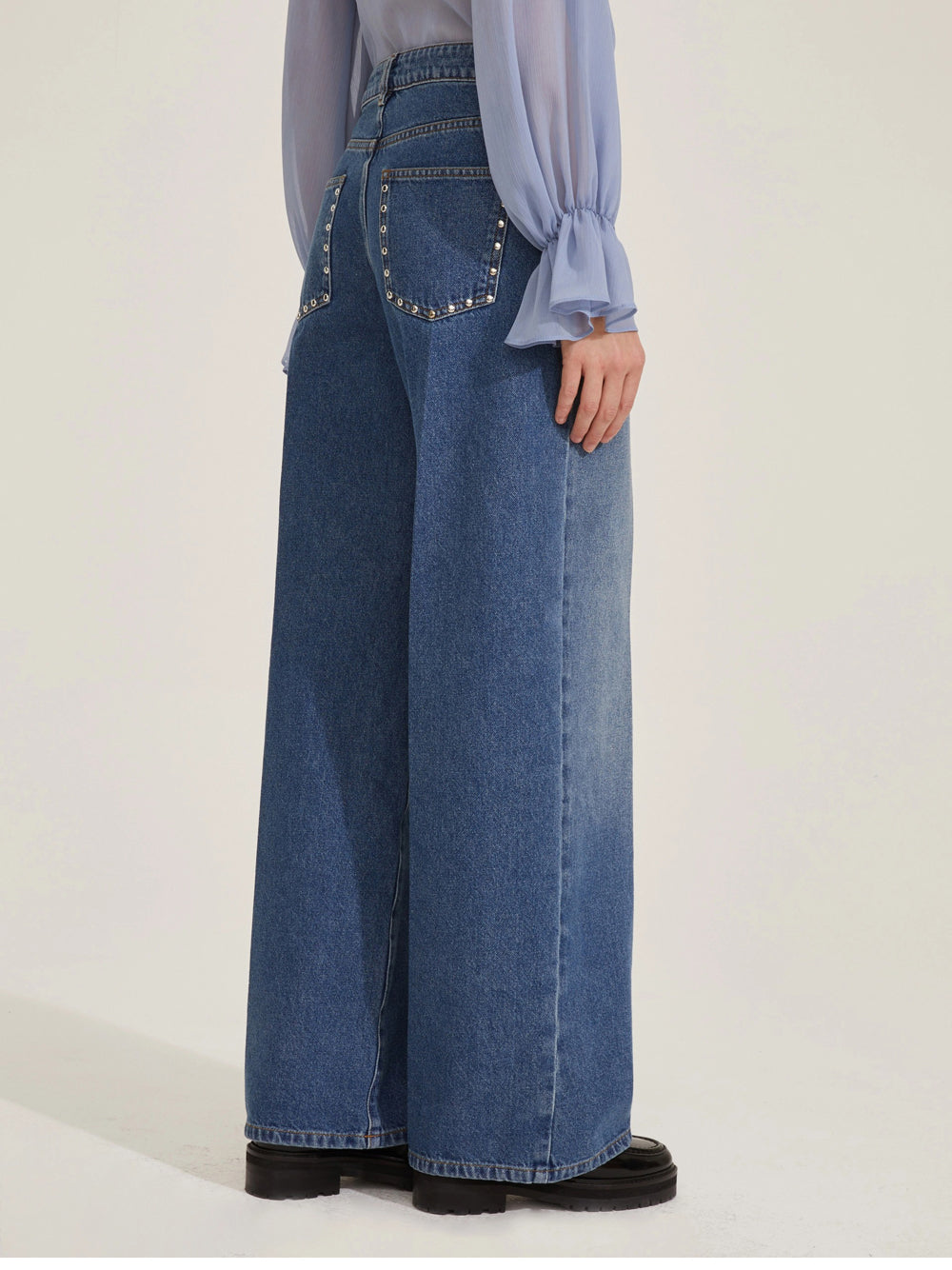 Jeans Wide Emme Marella Adorno da Donna - Denim