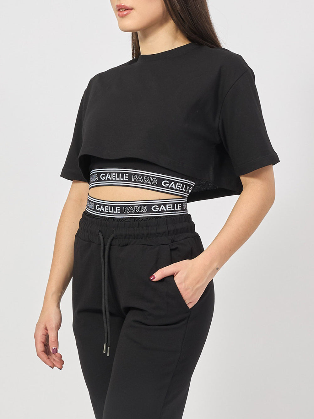 Gaëlle Paris T-shirt Gaelle Cropped da Donna - Nero