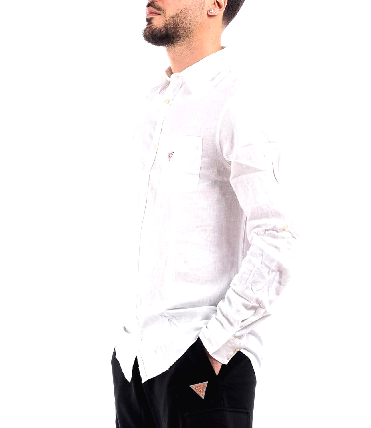 Guess Camicia Maniche Lunghe Uomo Mod. F4GH00 WG3L0 G011 Bianco