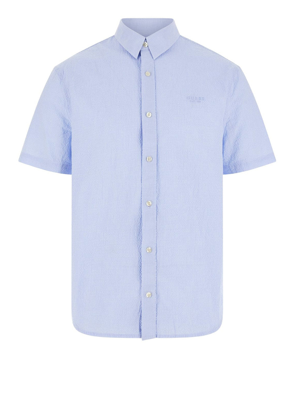 Camicia Casual Guess Seersucker da Uomo - Celeste